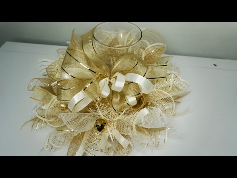 DIY: Christmas Gold Centerpiece || Dollar Tree Deco Mesh