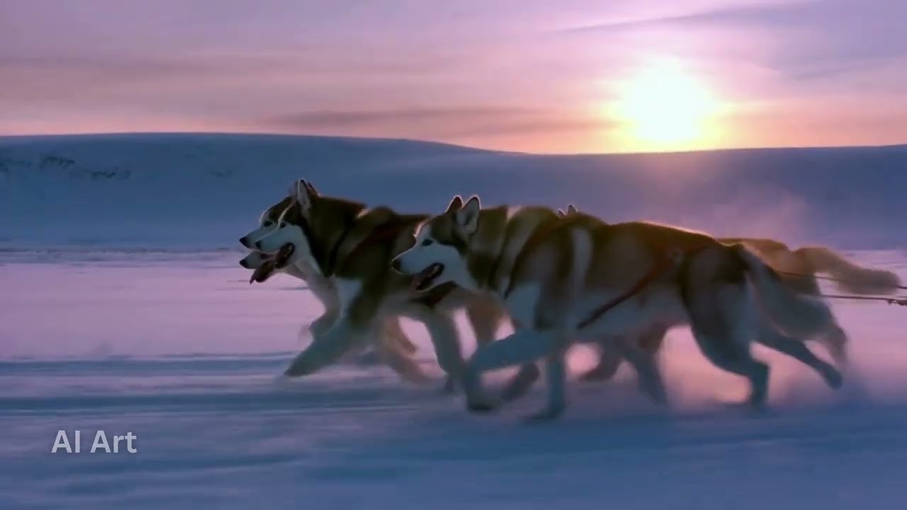 Husky Sled Twilight Journey ❄️🐺 Arctic Snowfields Ambience | AI Winter Nature Relaxation