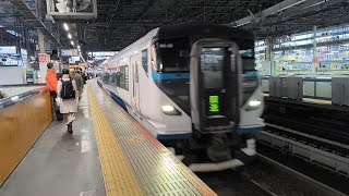 [ジョイント音最高！]E257系 NA-09編成 臨時特急踊り子60号東京行が1分遅れて新橋駅2番線を通過するシーン