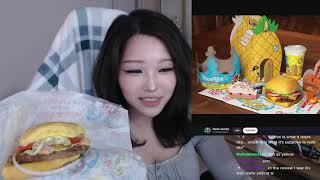 Hyoon Trying The Burger King Spongebob Meal