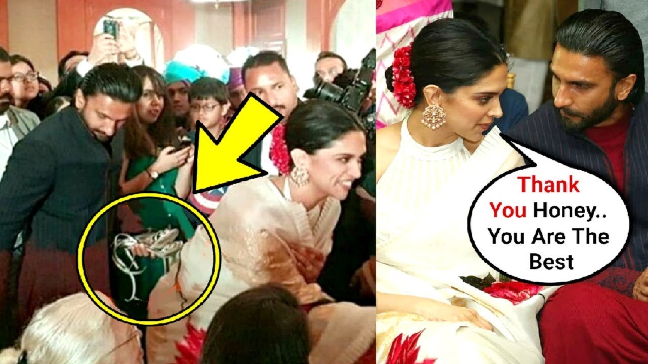 Ranveer Singh holds wife Deepika Padukone's heels at a wedding