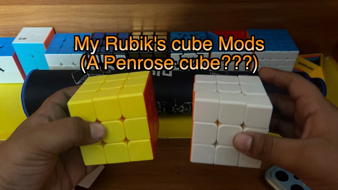 My Rubik's cube Mods (A Penrose cube???) Speed Cubing with Sriram