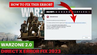 Call Of Duty Warzone 2.0 Direct X Error 2023 Easy Fix 100% Working [SOLVED]