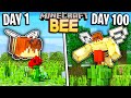 I Survived 100 Days as a BEE in Minecraft