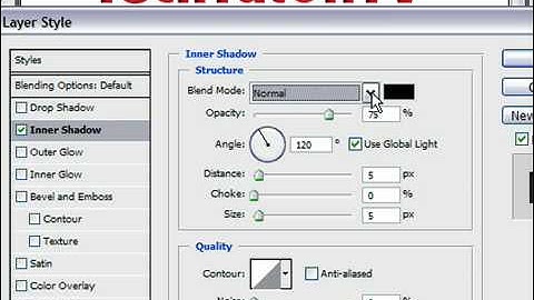 Add an Inner Shadow Blending Option to Text in Photoshop CS3