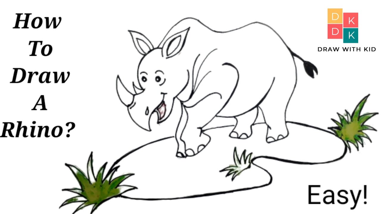 How to draw a rhino (rhinoceros) easy step by step l pencil drawing