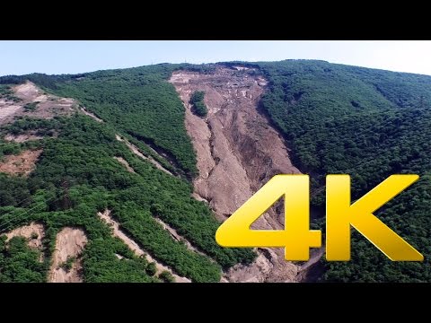 Landslide in Tskneti Betania road,Georgia, 4K aerial video footage DJI Inspire 1