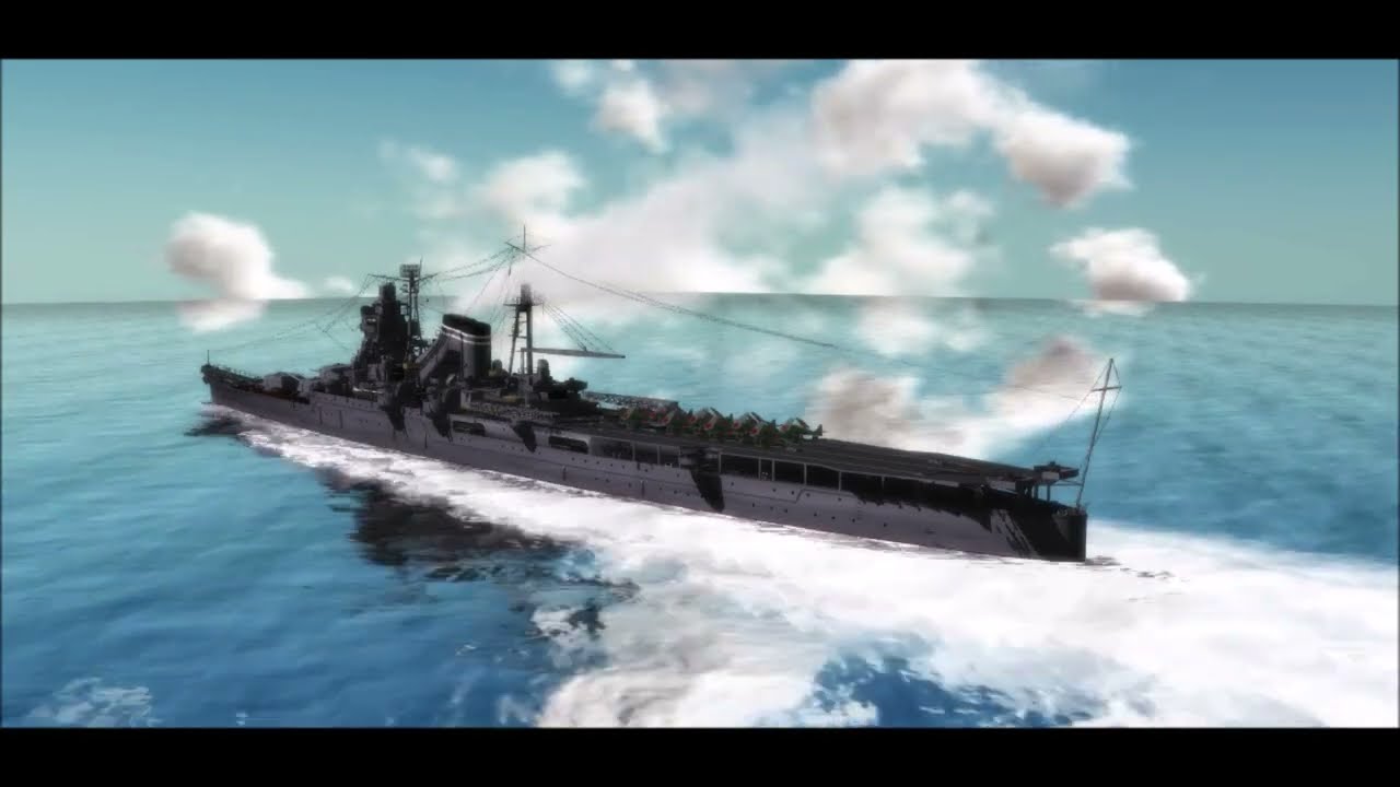 艦これアニメ2期放映祝い？[艦これBGM：西村艦隊の戦い]※軍艦が航行するだけ～時雨・最上・扶桑も登場するよ～大和・鈴谷・伊-400・時雨・龍嬢・最上・扶桑・瑞鶴