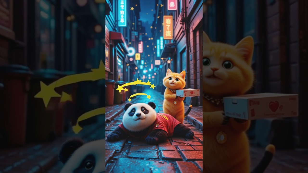Ai Animated Orange Cat pizza party #animation #3danimalcomedy #shorts #animatedcat