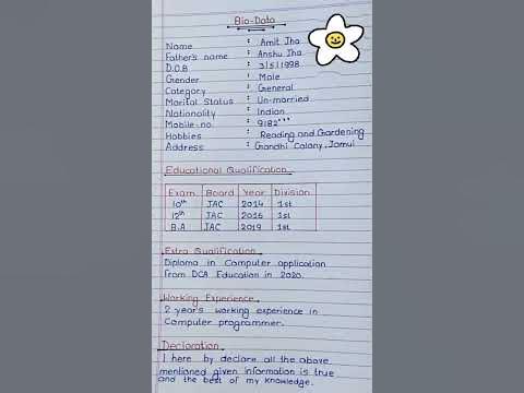 Bio Data Entry, How to write Bio Data - YouTube