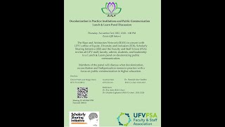Decolonization in Practice: Institutions and Public Communication Lunch and Learn Panel Discussion