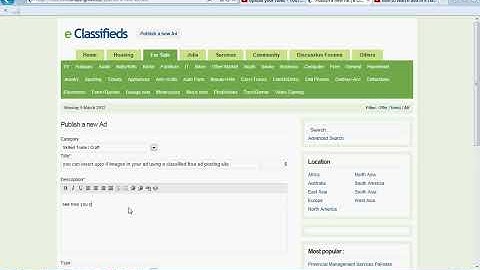 how to insert 4 images in your free classified ad using e classified.avi