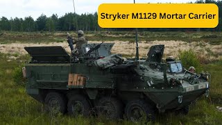 Stryker M1129 mortar carrier of the US Army in Action