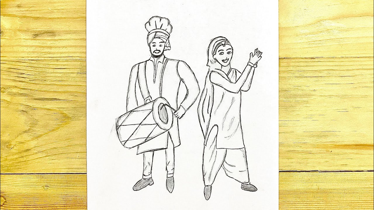 Draw A Baisakhi Couple / Drawing Tutorial / Sketch Art Tutorial