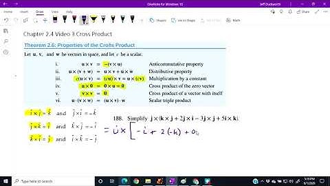 Calculus 3 Chapter 2 4 Video 3 Properties of the Cross Product