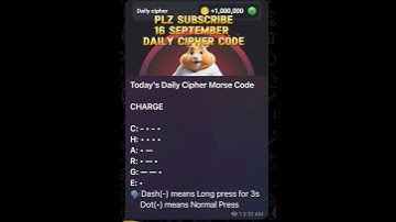 Daily Cipher Code Hamster Kombat 16 September | Hamster Kombat Daily Cipher Code #dailycipher