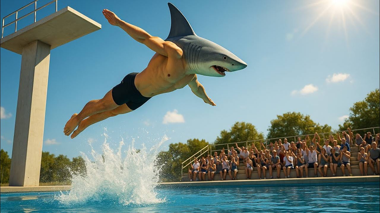 Shark Man’s EPIC 20m Flip into Pool! 😱💦 