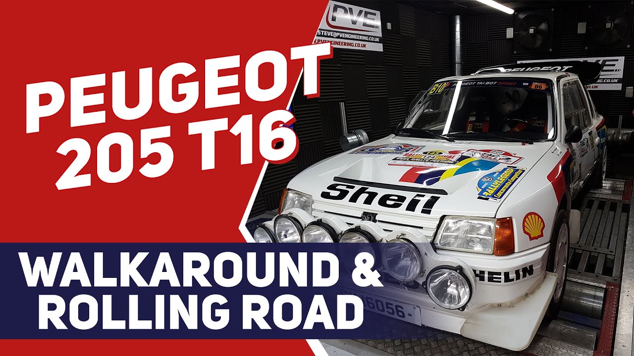 Peugeot 205 T16 on the rolling road.