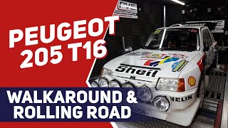 Peugeot 205 T16 on the rolling road.
