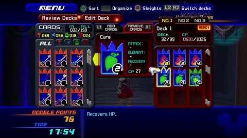 Early game Deck set up Kingdom hearts Re: Chain of memories Guide