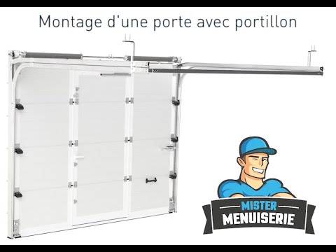 Porte de garage sectionnelle avec portillon  - Montage complet - MisterMenuiserie