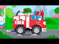 Schädliches Löschfahrzeug in einem Vergnügungspark Cars Stories Cartoons für kinder