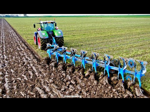 Ploughing on Dutch clay soil w/ FENDT 1050 & 9 furrow Lemken Diamant 16 | KMWP Farms