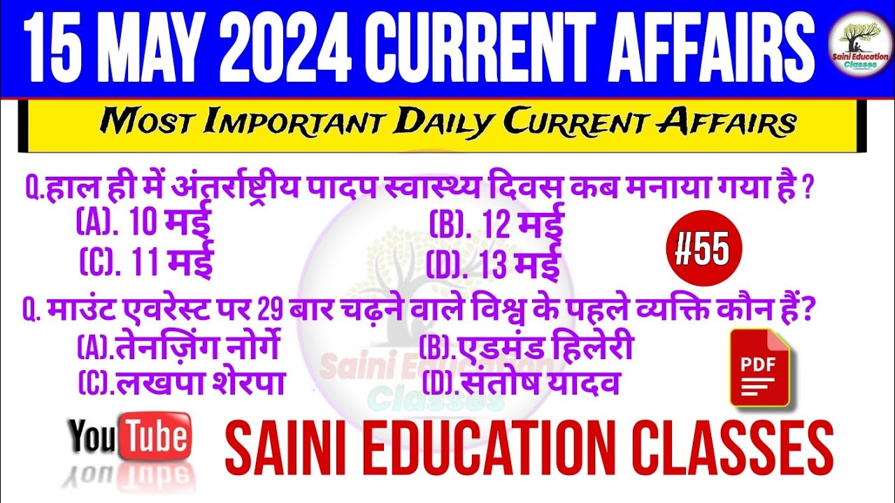 15 May Current Affairs 2024 Daily Current Affairs Current Affairs Today ...