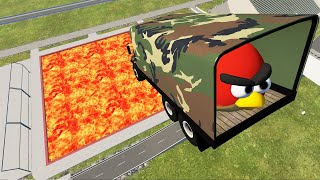 Cars vs Lava Pools Monster Truck, School Bus, Tank 25 – #beamngdrive