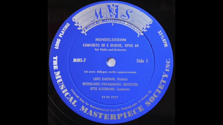 Louis Kaufman 1952 Mendelsohn violin concerto Musi...