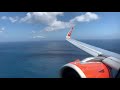 Easy Jet Airbus A320 NEO aborted windy landing and go round at Santorini Thira airport May 2019