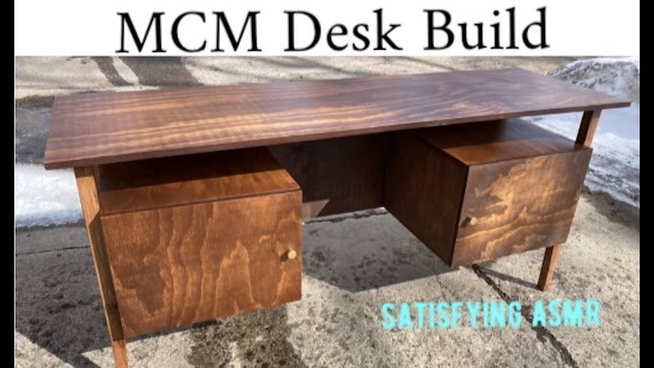 DIY Mid Century Modern Desk Build - Free Plans - ASMR - Furniture ...