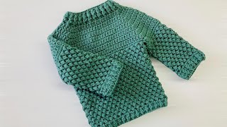 Crochet baby pullover/sweater 1 year old | unisex cardigan | PART 1