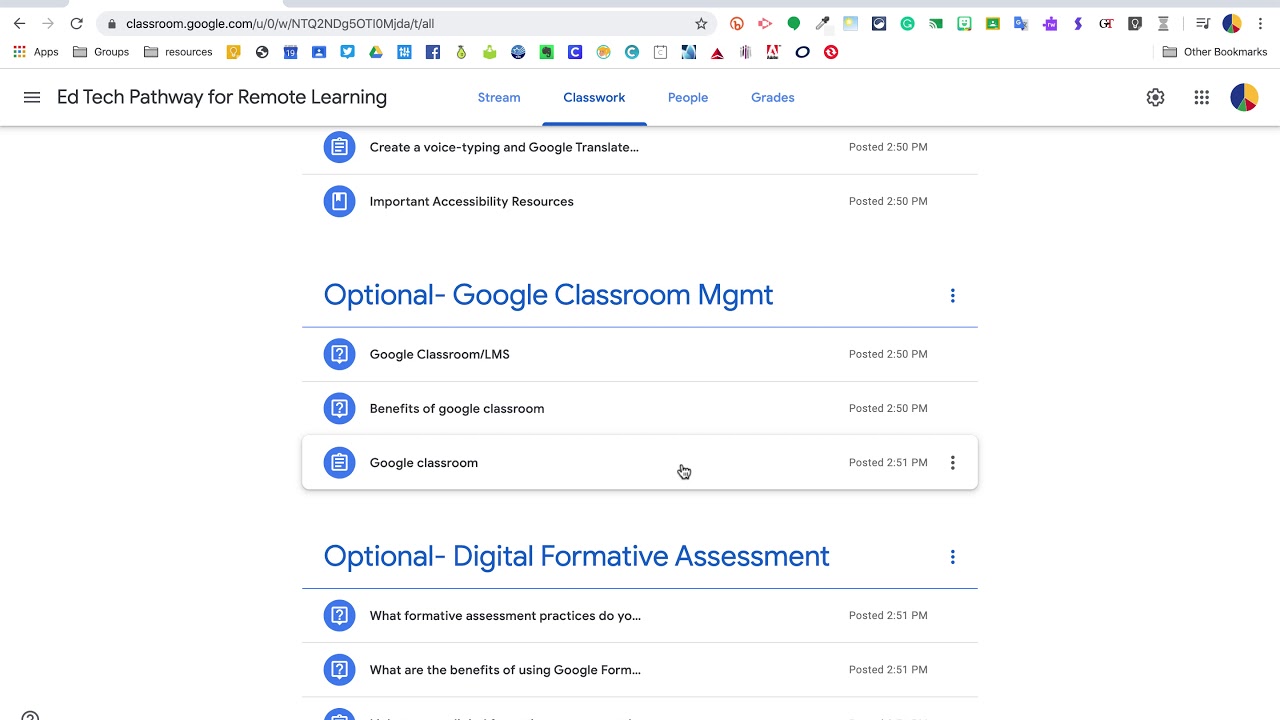 google classroom assignment link