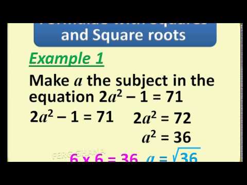 JHS MATHS   MAKE THE SUBJECT     SQUARES AND SQUARE ROOTS