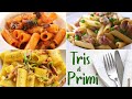 TRIS DI PRIMI PIATTI VELOCI - Pasta alle Melanzane - Salsiccia e Piselli - Speck e Fiori di Zucca