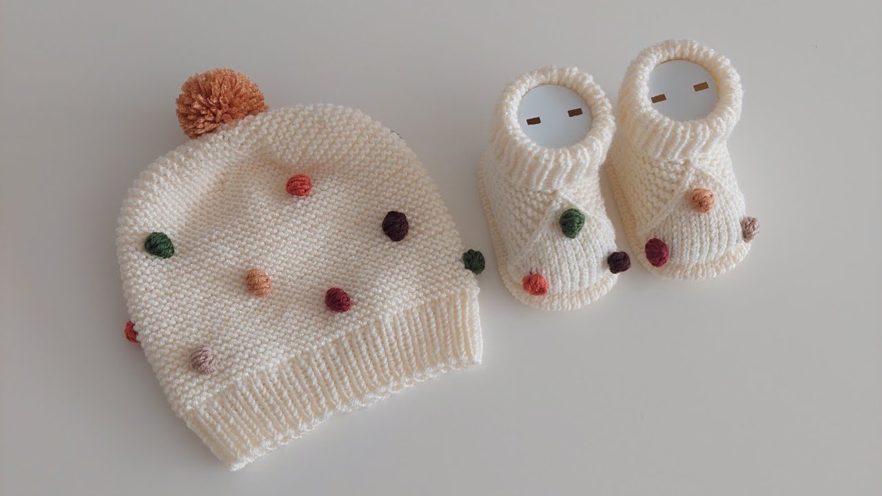 Renkli Tomurcuklu Haroşa Şapka Ve Patik Yapımı