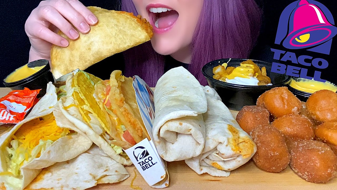 ASMR TACO BELL MUKBANG (NO TALKING) *NEW* QUESALUPA, FIESTA POTATOES, & BEEFY POTATO-RITO