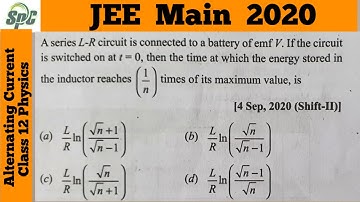 A series LR circuit is connected to a battery of emf V . If the circuit is switched on at t  = 0 the