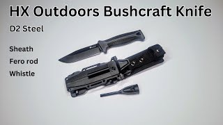 HX Outdoors Bushcraft Knife w/sheath, fire steel and whistle