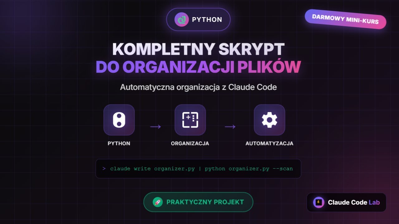 Claude Code pisze KOMPLETNY skrypt Python do organizacji plików w 5 minut! | Kurs Po Polsku