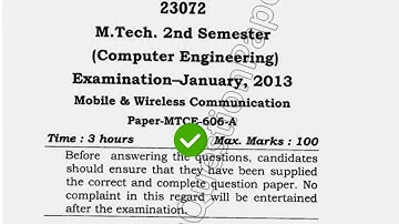 2013 Mdu MTech CSE 2nd Sem Wireless & Mobile Communication Question Paper