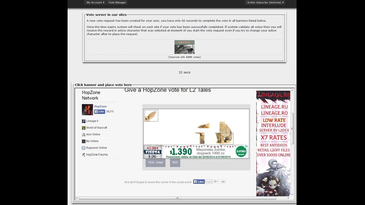 BCP Lineage II Server Vote Manager