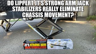 Lippert JT'S Strong Arm RV Jack Stabilizer Kit  Installation and Testing Before & After Movement