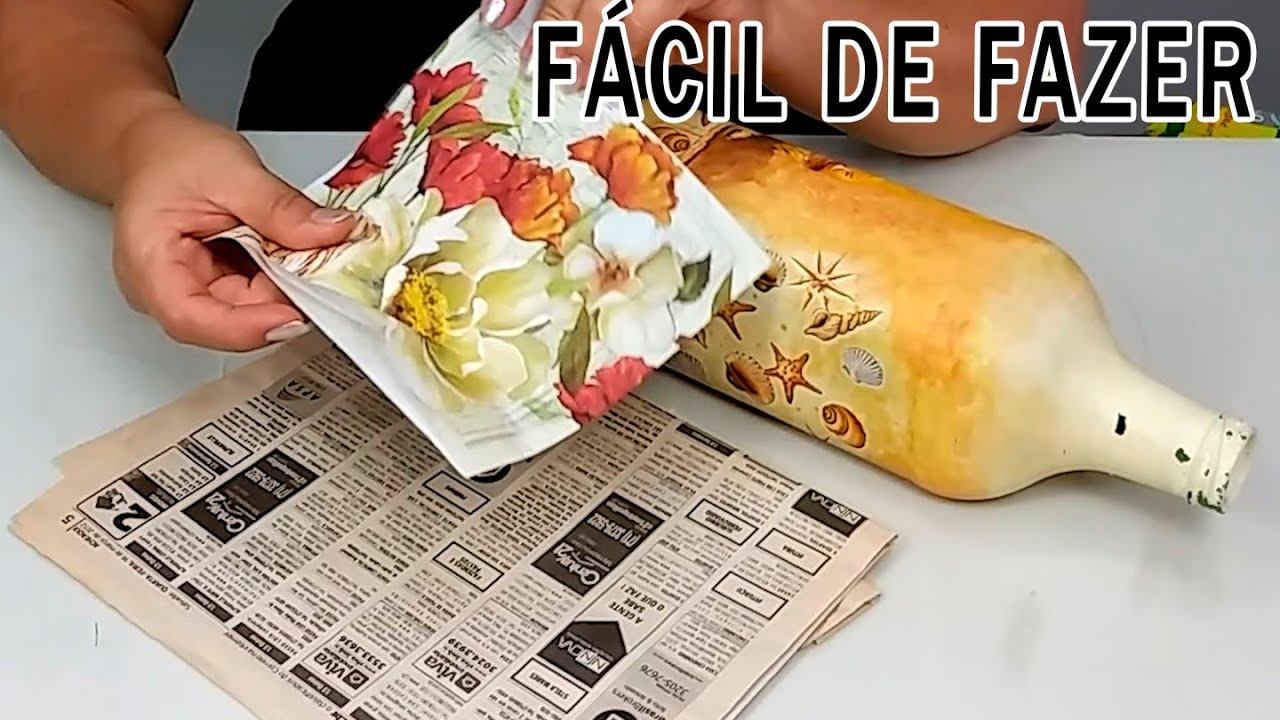 DECORAÇÃO Usando JORNAL E GARRAFA com passo a passo