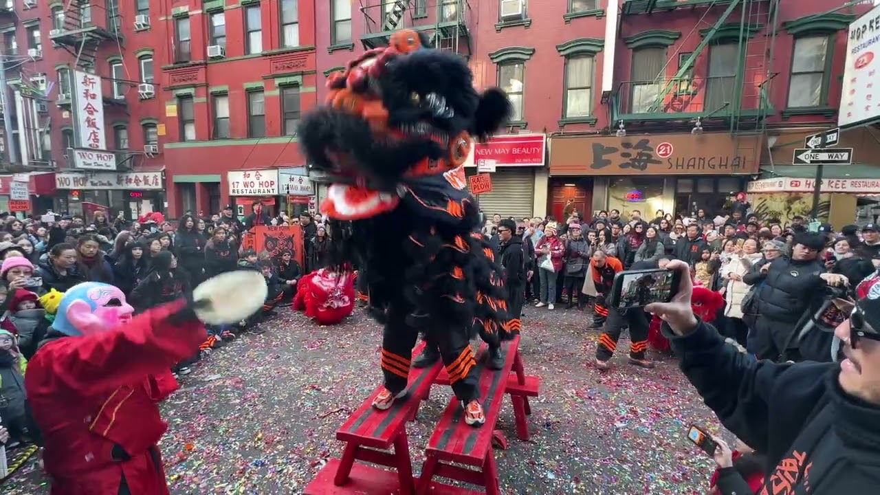 New York Choy Lay Fut Lion Dance Team-蔡李佛- High Double Bench Lion Dance @PingsChinese New Year 2026🦁