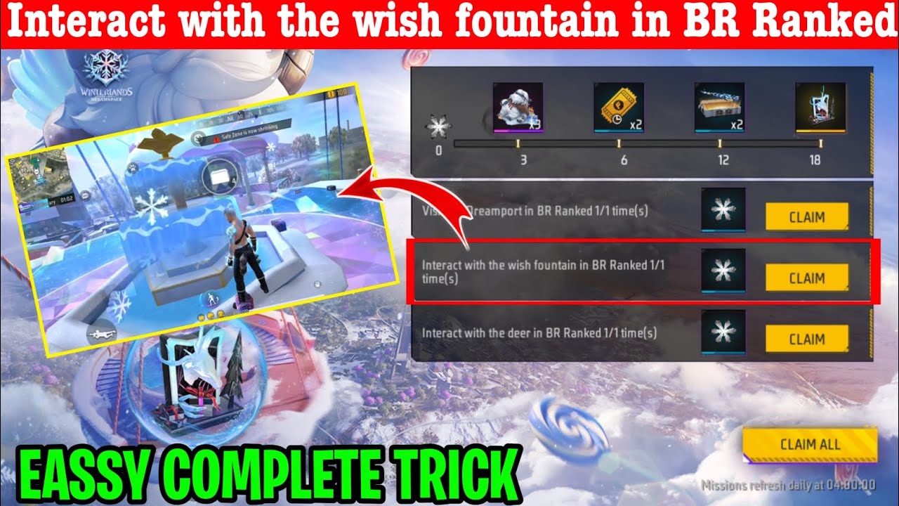 Interact With The Wish Fountain In Br Ranked 1 Time(S) Mission Kaise Complete Karen Lootbox Event FF