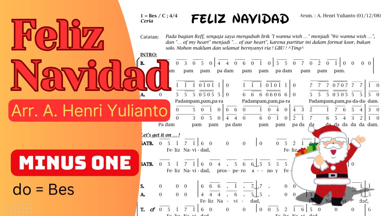 FELIZ NAVIDAD – Lagu Natal Paduan Suara (MINUS ONE | MUSIK) | Arr. Henri Yulianto | Choir Practice