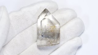 希少】プラチナルチルクォーツ ポイントカット 磨き石 [高さ35.0mm×横