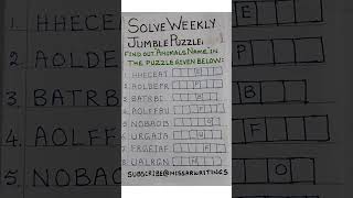 SOLVE WEEKLY JUMBLE PUZZLE IN ENGLISH (FIND OUT ANIMALS NAME) #shortsviral @Nissarwritings